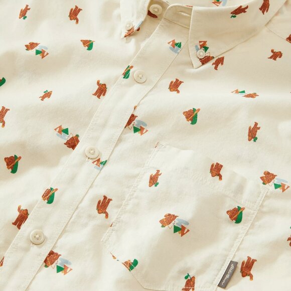 New! Sasquatch Eddie Bauer Button Down Short Sleeve Shirt Bigfoot Hiking Camping - Picture 3 of 3